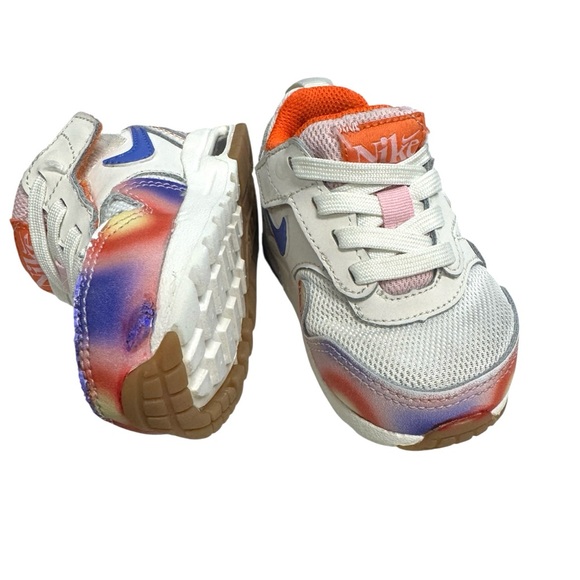 Nike Air Max 1 White and Blue Sneakers with Orange Accents Toddlers 5C - Picture 8 of 8